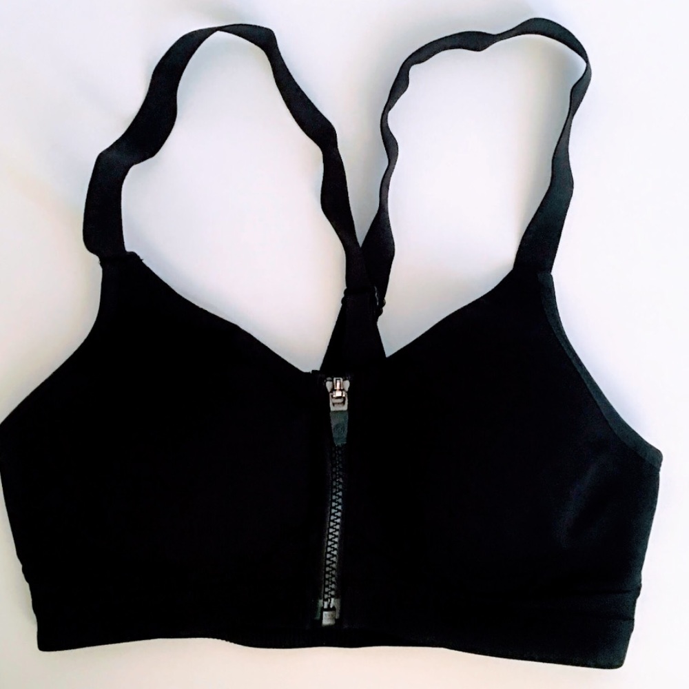 Running Bra Zipper Activewear Black